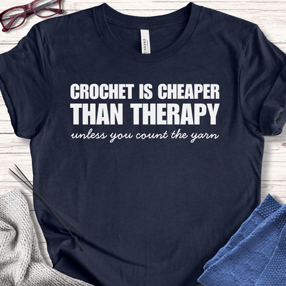 Crochet is Cheaper T-Shirt Navy / XS