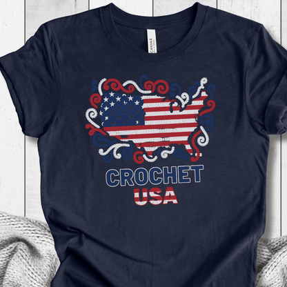 Crochet USA T-Shirt Navy / XS