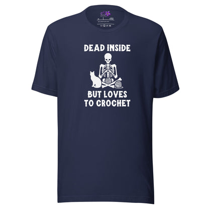 Dead Inside but loves to Crochet Crew Neck T-Shirt Navy / XS