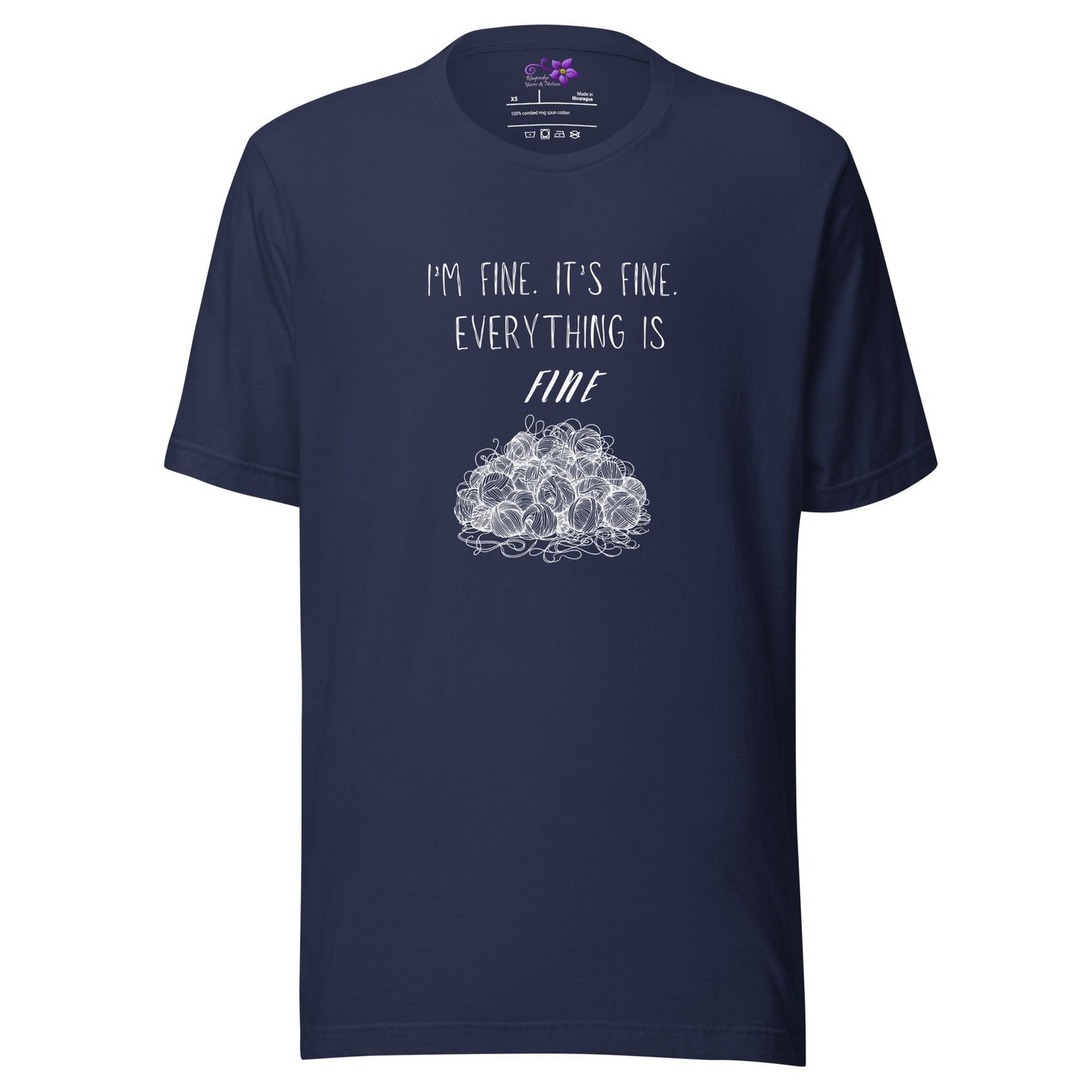 Everything Is Fine Crew Neck T-Shirt Navy / XS