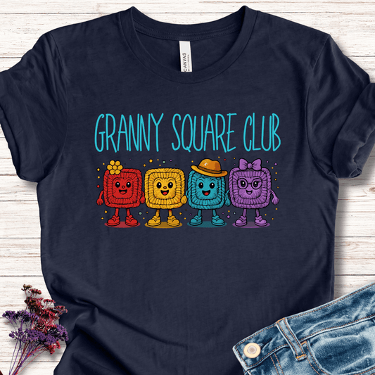 Granny Square Club T-Shirt Navy / XS