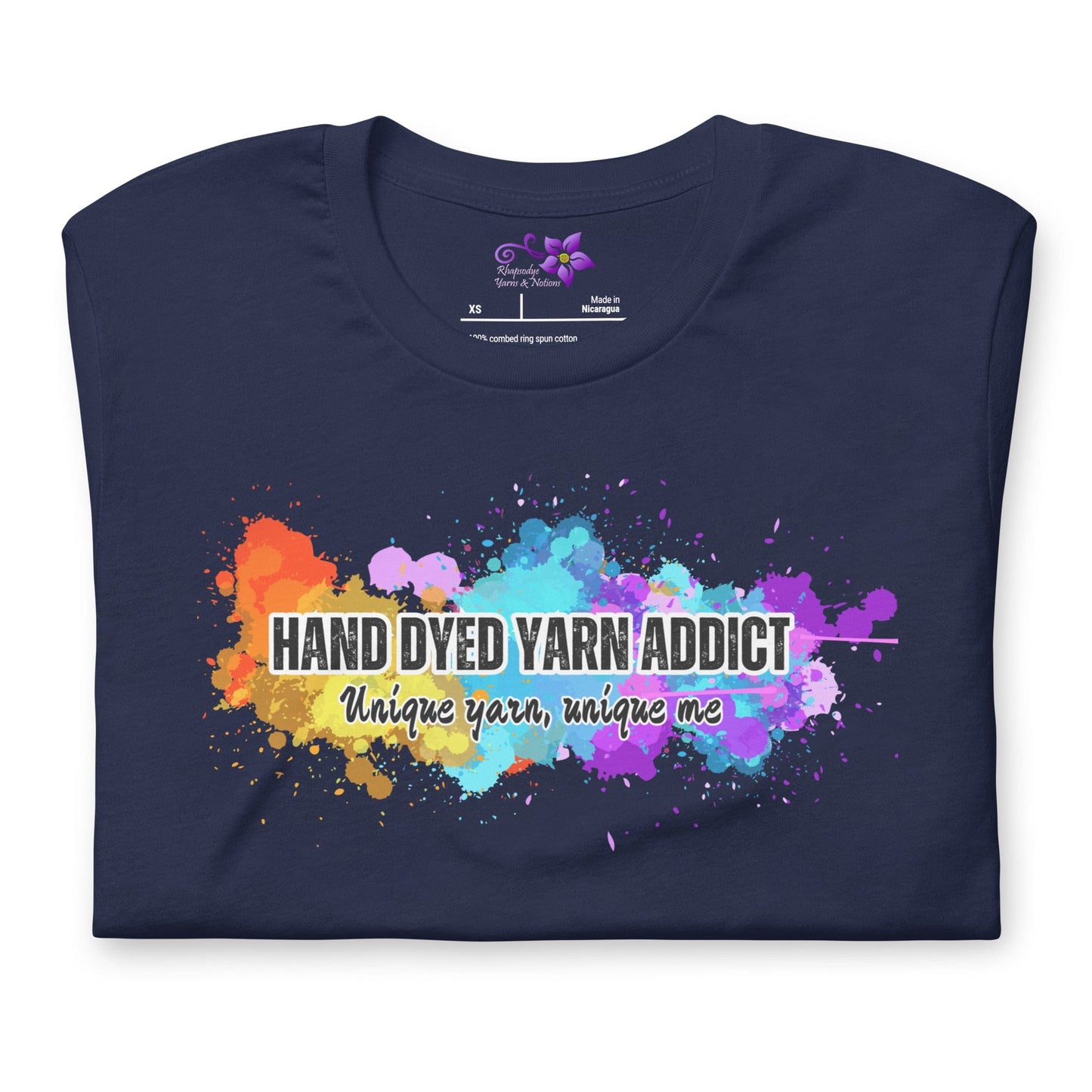 Hand Dyed Yarn Addict Crew Neck T-Shirt Navy / XS