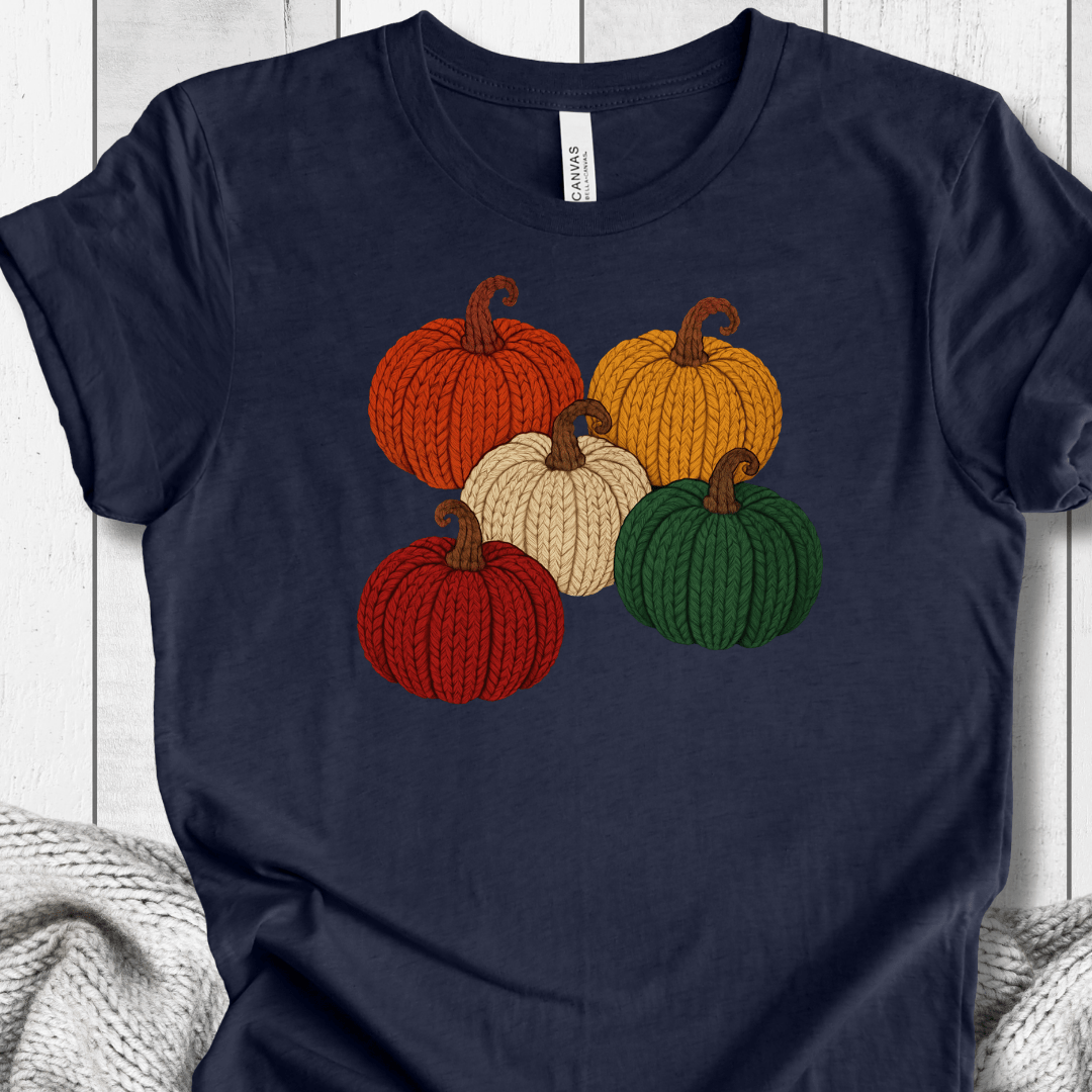 Knitted Pumpkins T-Shirt Navy / XS