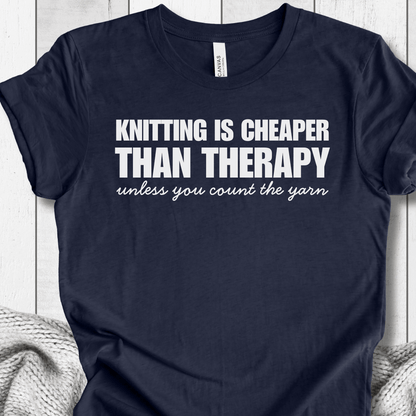 Knitting is Cheaper T-Shirt Navy / XS