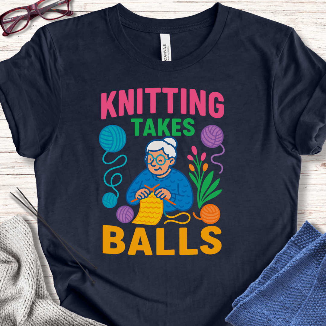 Knitting Takes Balls T-Shirt Navy / XS