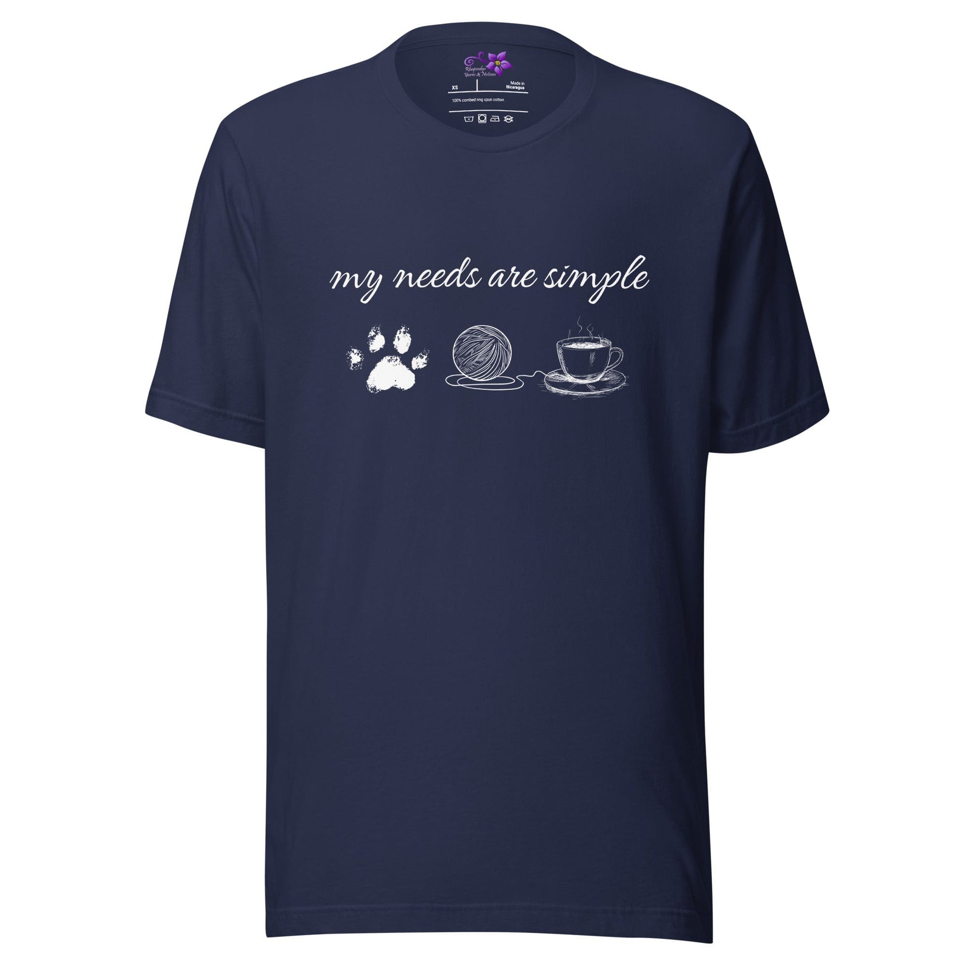 My Needs Are Simple Crew Neck T-Shirt Navy / XS