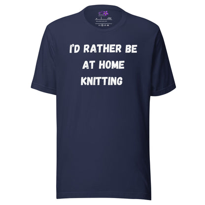 Rather Be Knitting Crew Neck T-Shirt Navy / XS