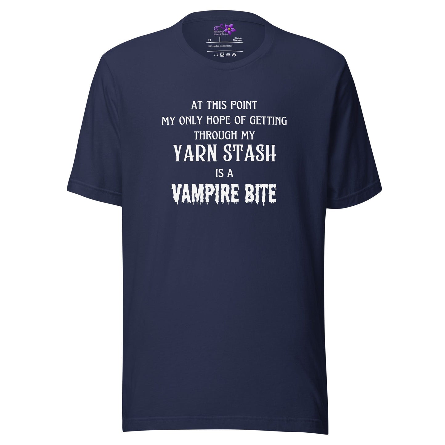 Vampire Bite Crew Neck T-Shirt Navy / XS