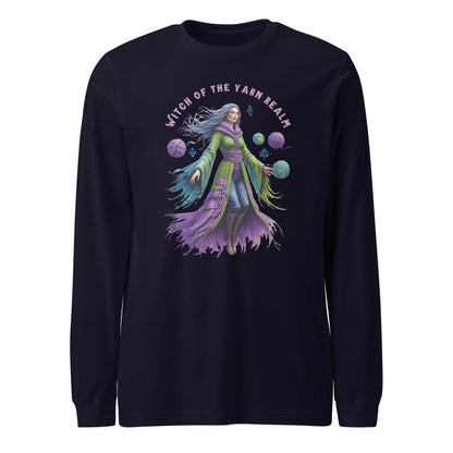Witch of the Yarn Realm Long Sleeve Tee Navy / XS