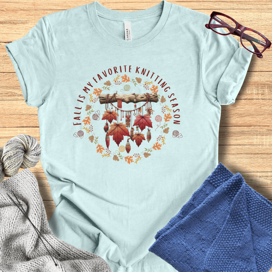 Fall is my Knitting Season T-Shirt Prism Ice Blue / S