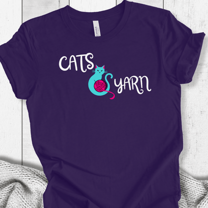 Cats & Yarn T-Shirt Purple / S
