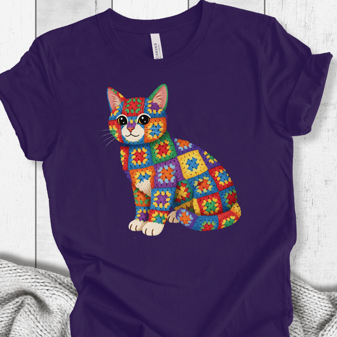 Crochet Cat T-Shirt Purple / S