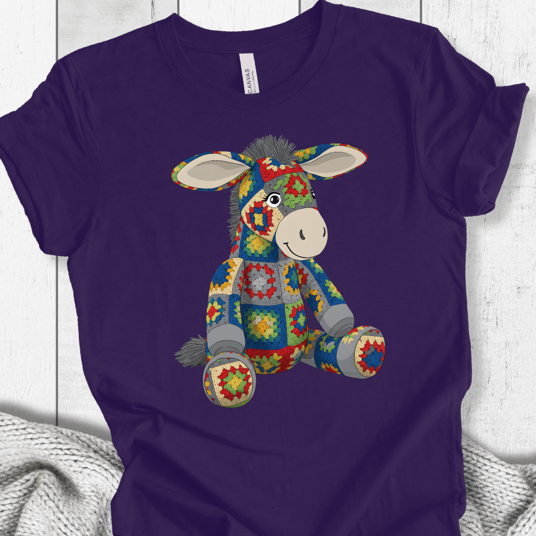 Crochet Donkey T-Shirt Purple / S