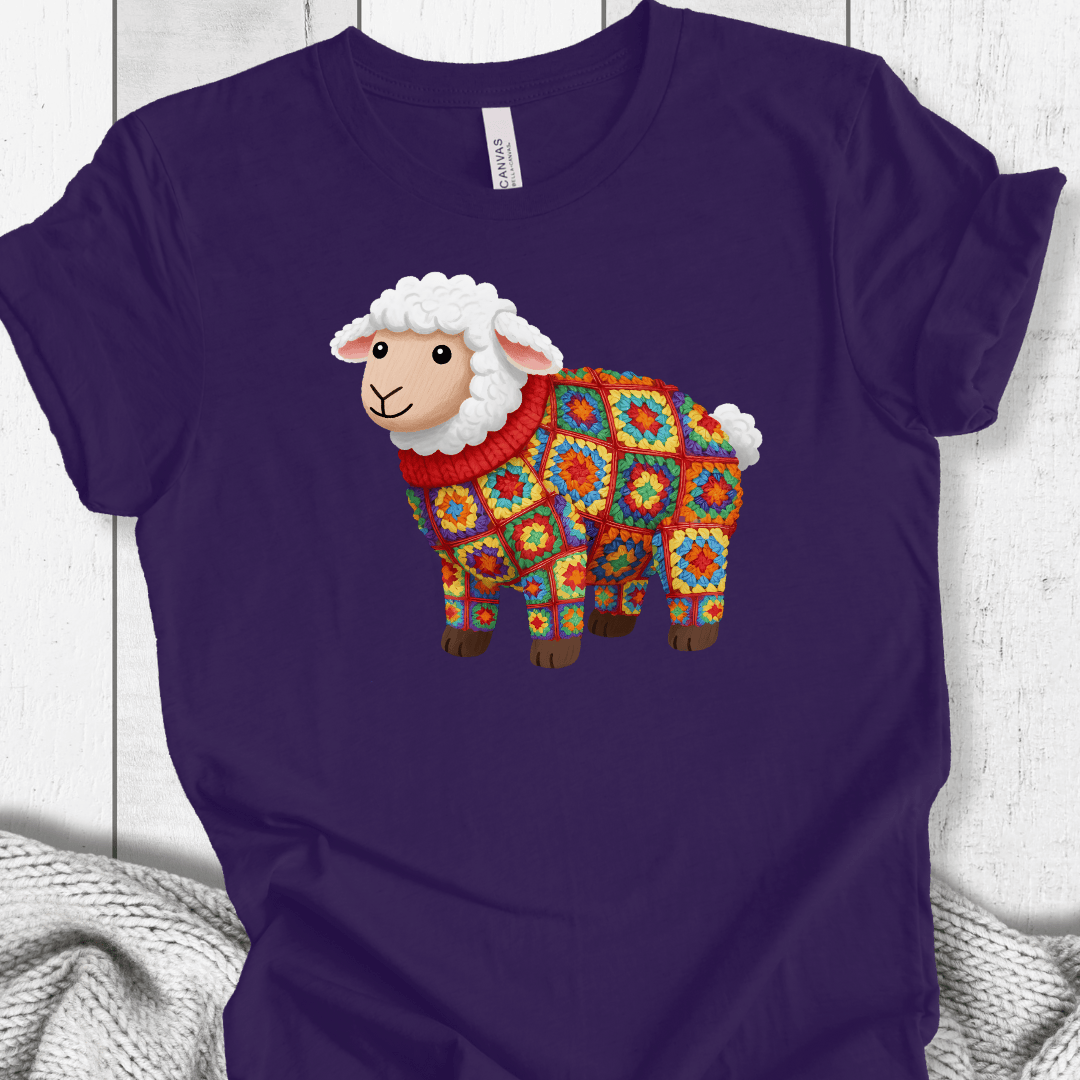 Crochet Sheep T-Shirt Purple / S