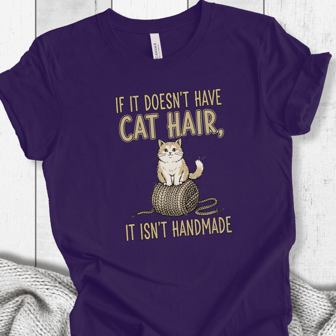 Handmade = Cat Hair T-Shirt Purple / S