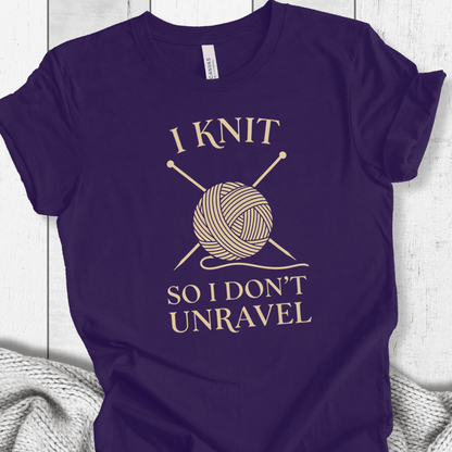 I Knit So I Don't Unravel T-Shirt Purple / S