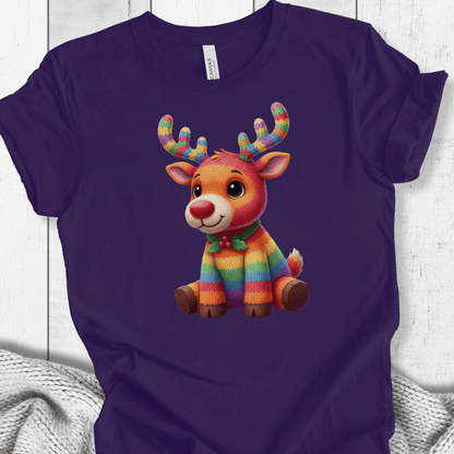 Knitted Rendeer T-Shirt Purple / S