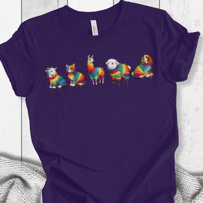 Animal Dye Splash Lineup T-Shirt Purple / XS