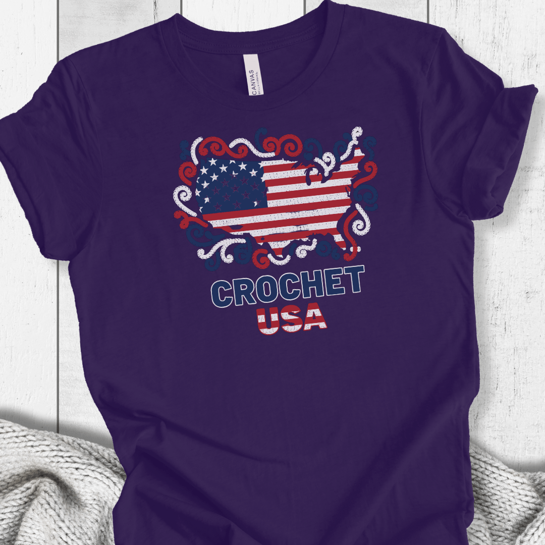 Crochet USA T-Shirt Purple / XS