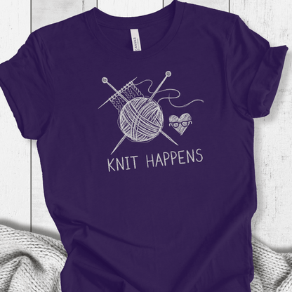 Knit Happens Sketch T-Shirt Purple / XS