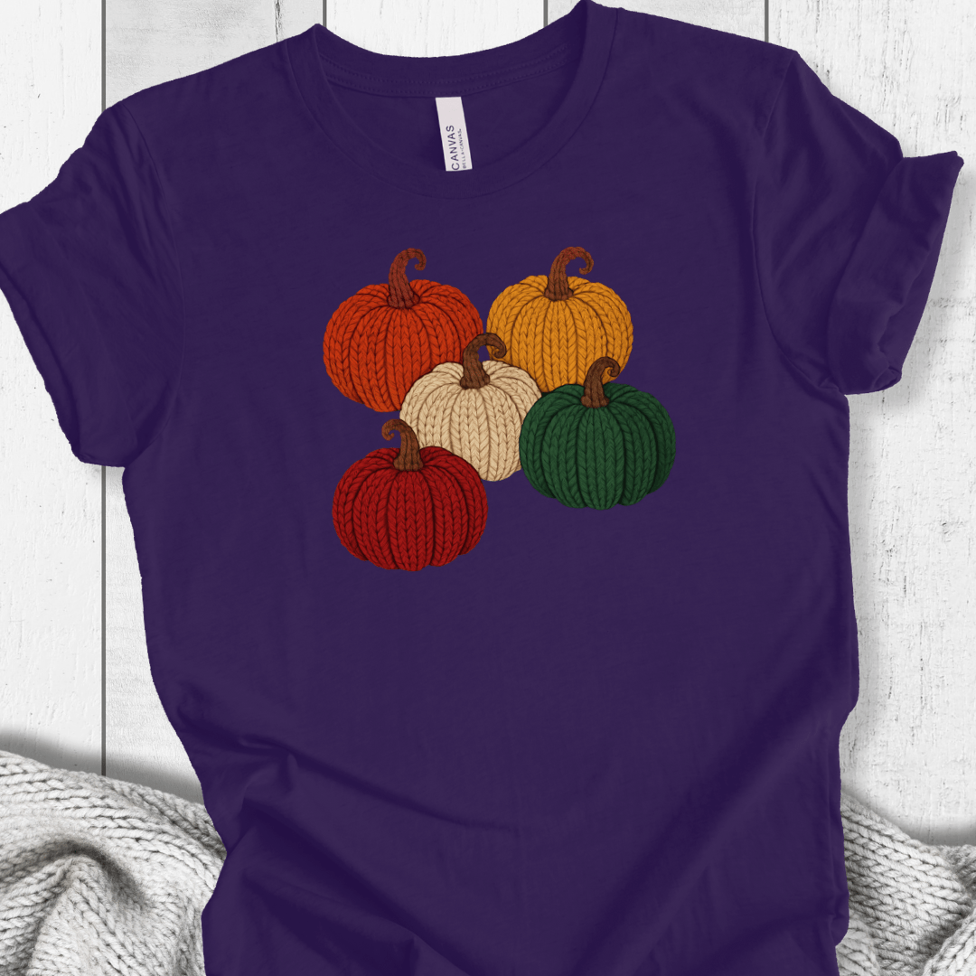 Knitted Pumpkins T-Shirt Purple / XS
