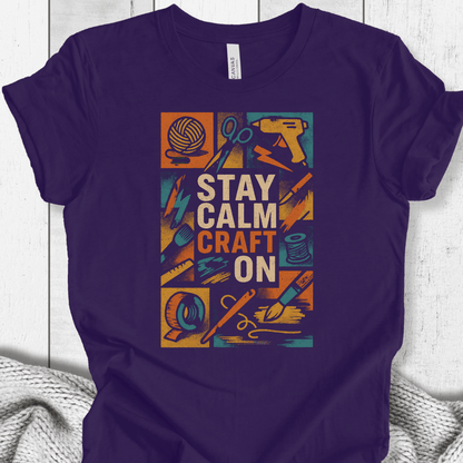 Stay Calm Craft On T-Shirt Purple / XS