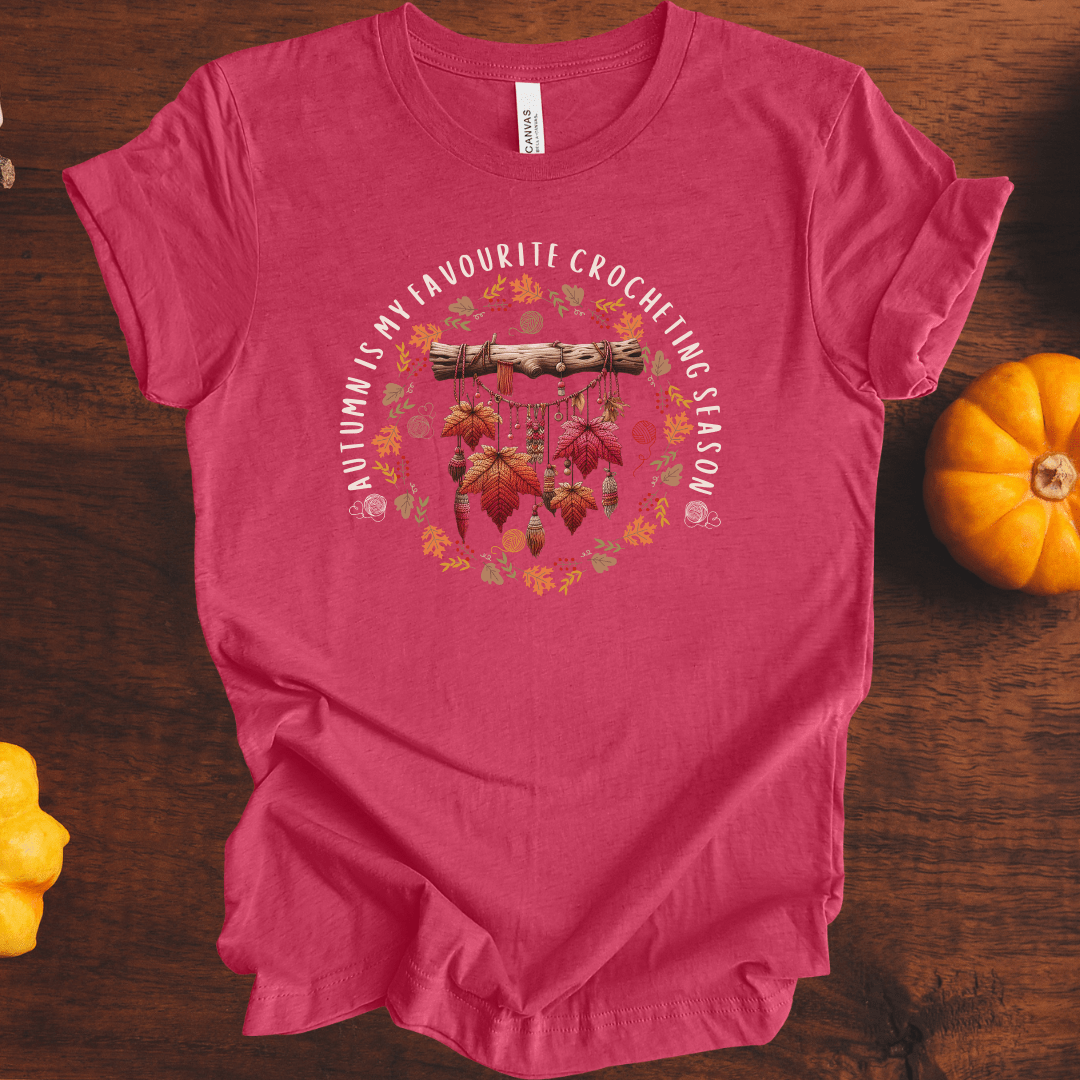 Autumn is my Crocheting Season T-Shirt Raspberry / S