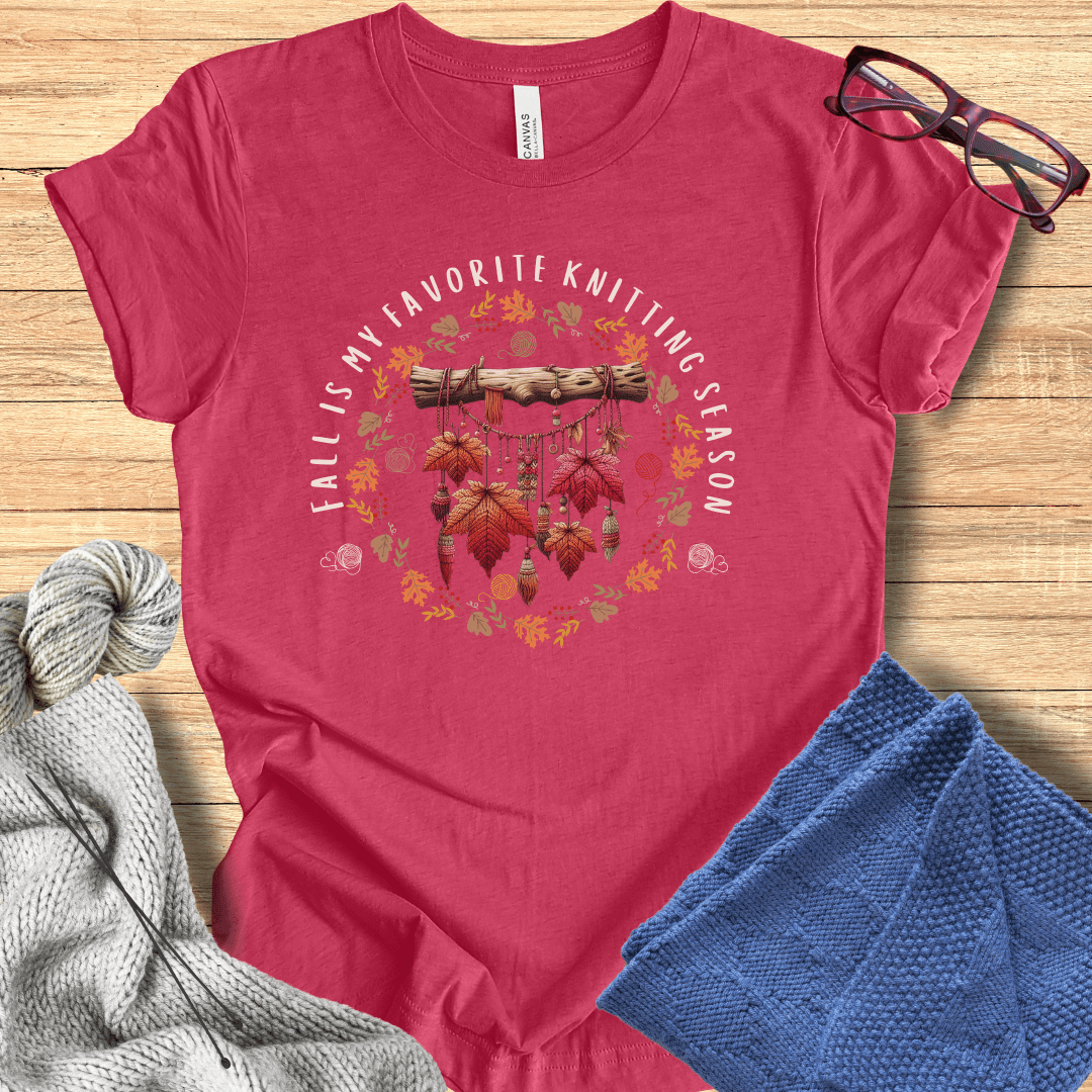 Fall is my Knitting Season T-Shirt Raspberry / S