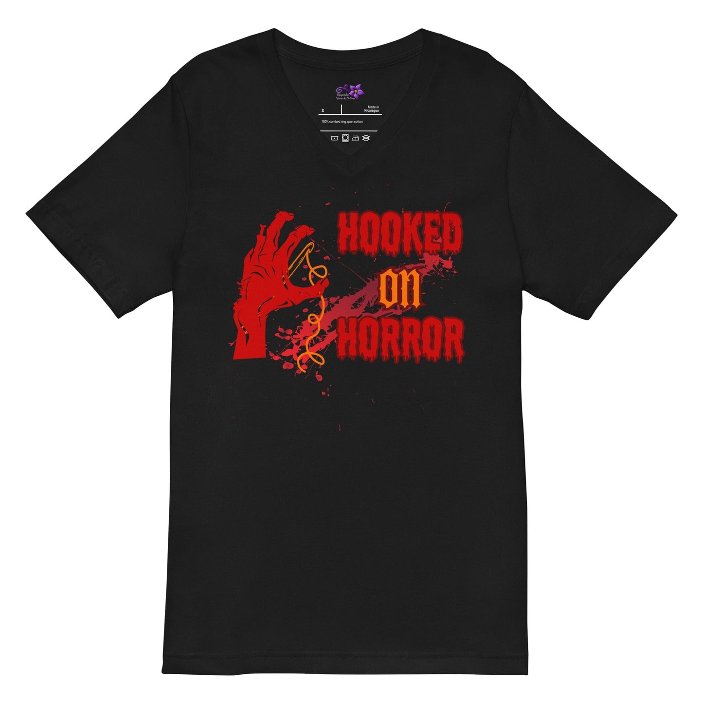 'Hooked on Horror' V-Neck T-Shirt S