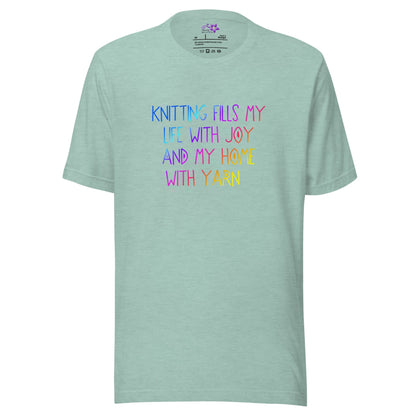 Knitting fills my Life (swirl font) Crew Neck T-Shirt Sea Breeze / XS