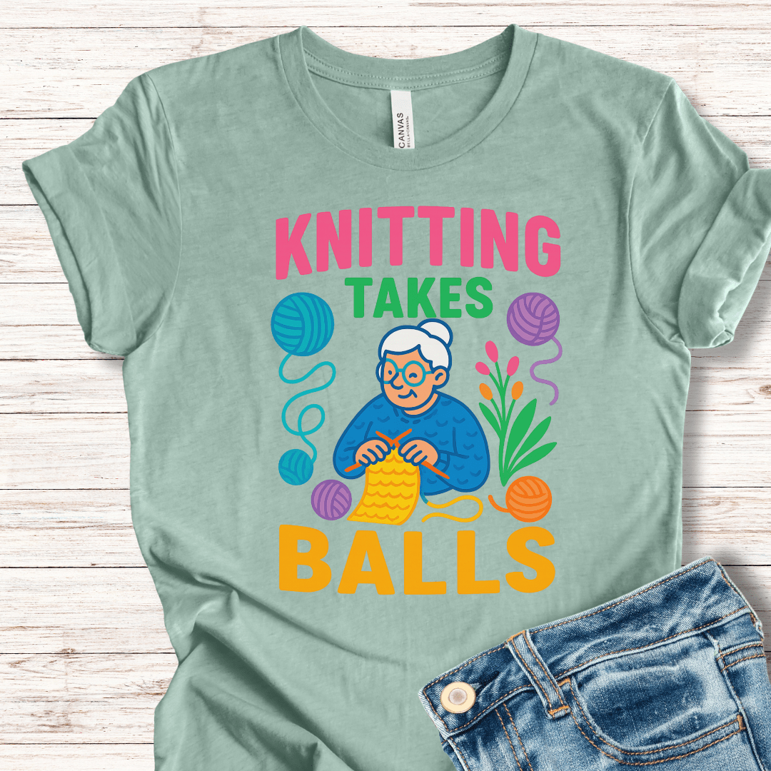 Knitting Takes Balls T-Shirt Sea Breeze / XS