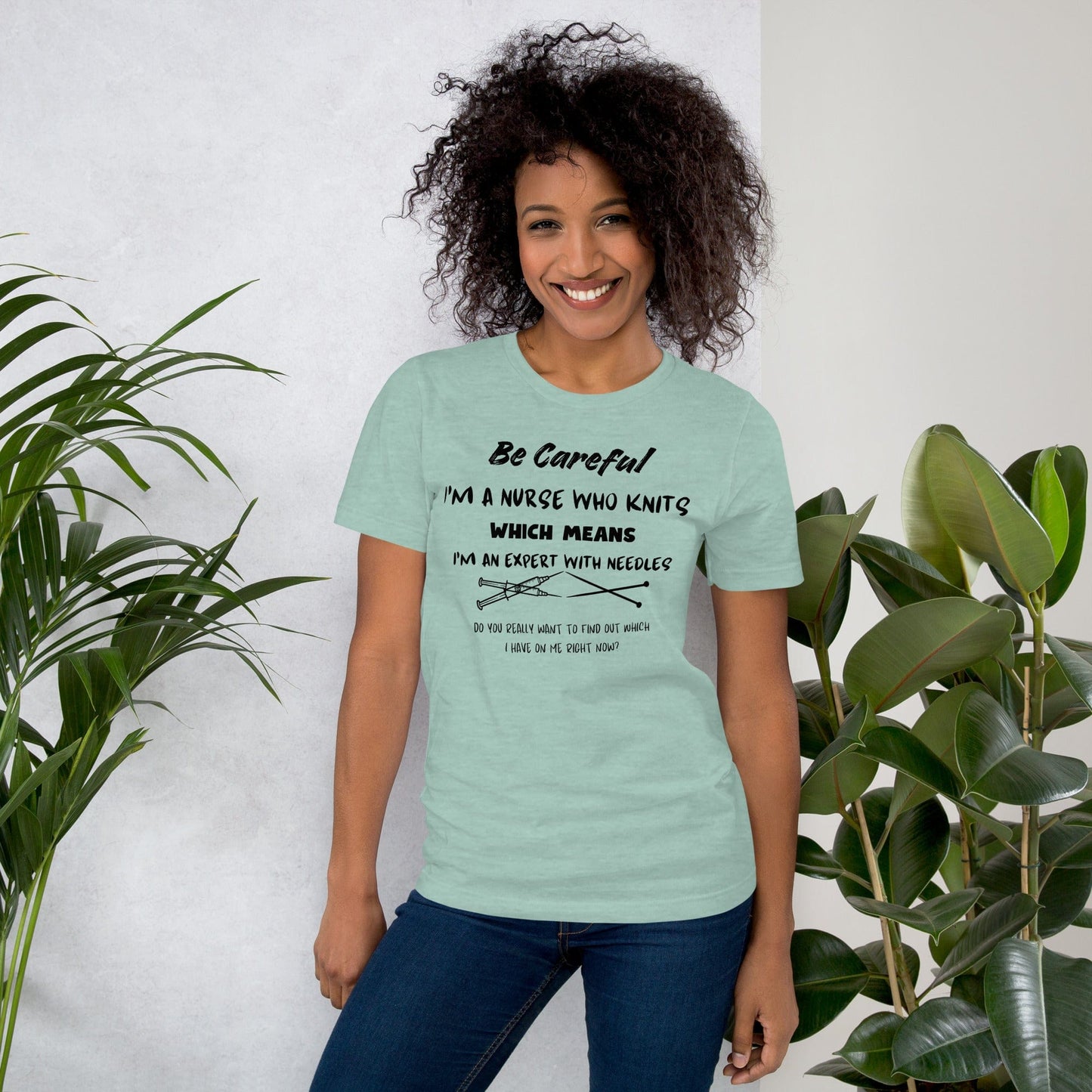 Nurse Who Knits Crew Neck T-Shirt Sea Breeze / XS