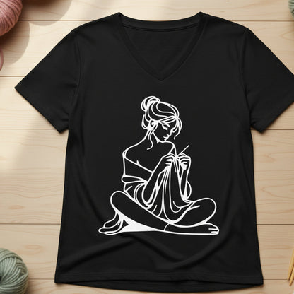 Breathe V Neck T-Shirt Solid Black Blend / S