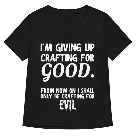 Crafting for Good V Neck T-Shirt Solid Black Blend / S