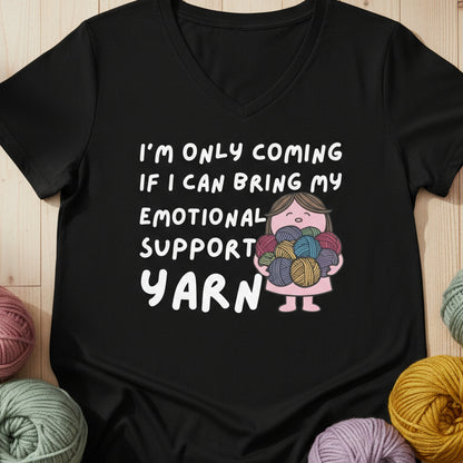 Emotional Support V Neck T-Shirt Solid Black Blend / S
