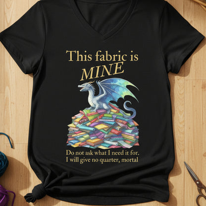 Fabric Dragon Hoarder V Neck T-Shirt Solid Black Blend / S