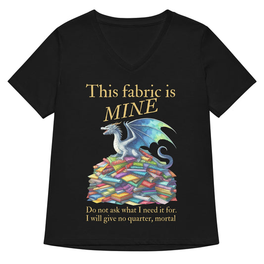 Fabric Dragon Hoarder V Neck T-Shirt Solid Black Blend / S