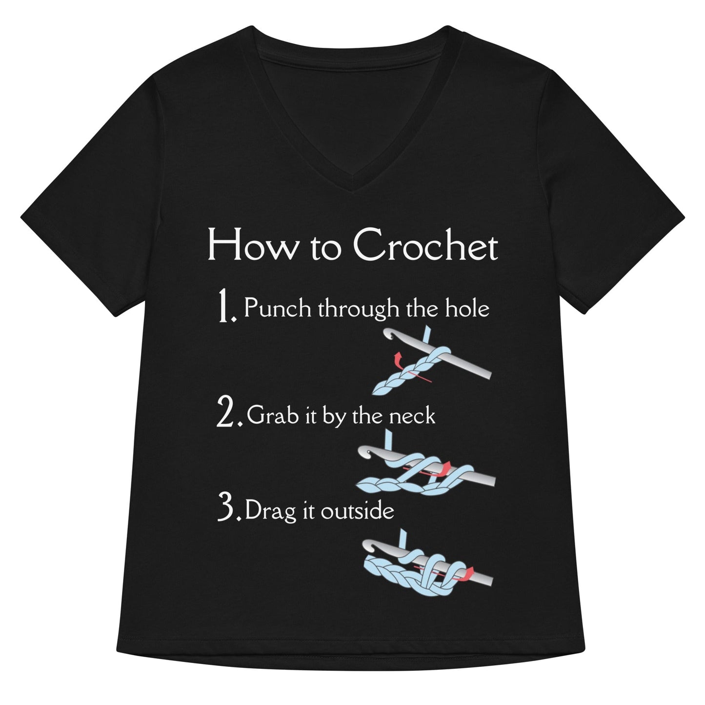 How to Crochet V Neck T-Shirt Solid Black Blend / S