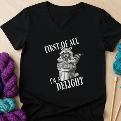 I'm a Delight V Neck T-Shirt Solid Black Blend / S
