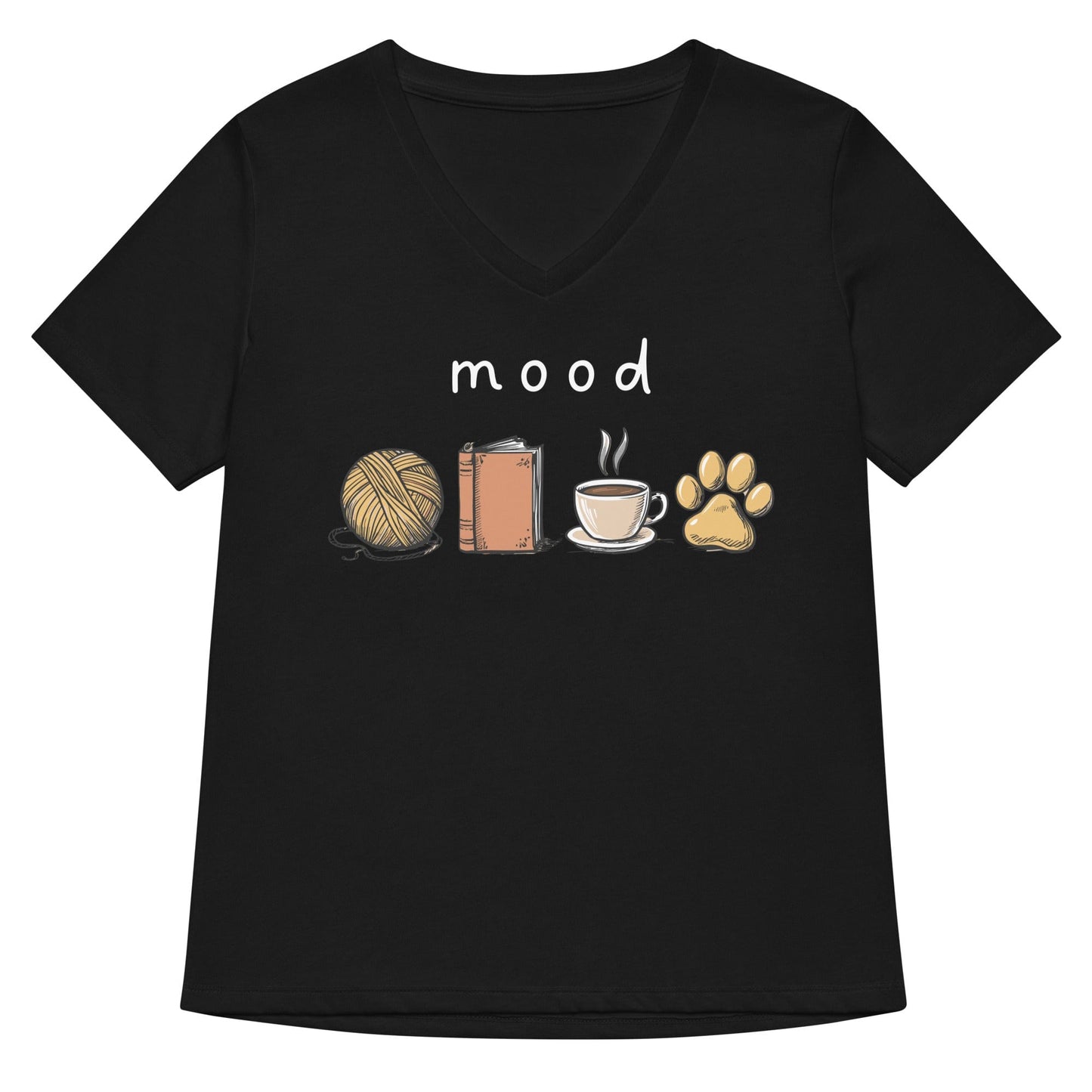Mood V Neck T-Shirt Solid Black Blend / S