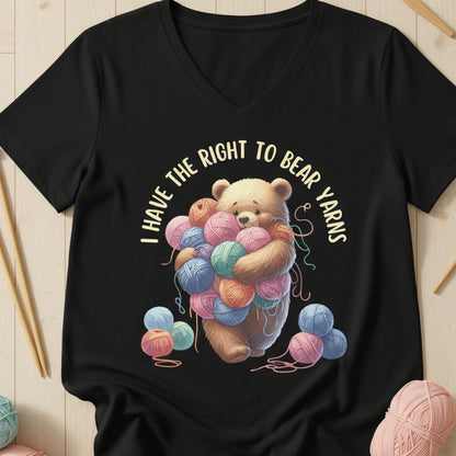 Right to Bear Yarns V Neck T-Shirt Solid Black Blend / S
