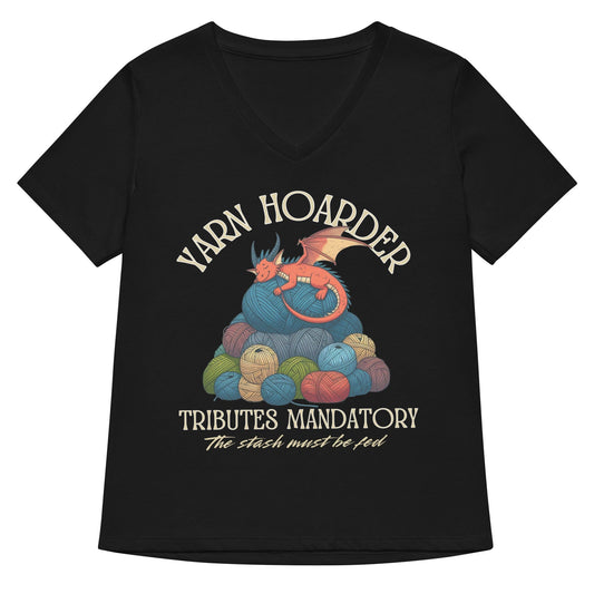 Yarn Hoarder V Neck T-Shirt Solid Black Blend / S