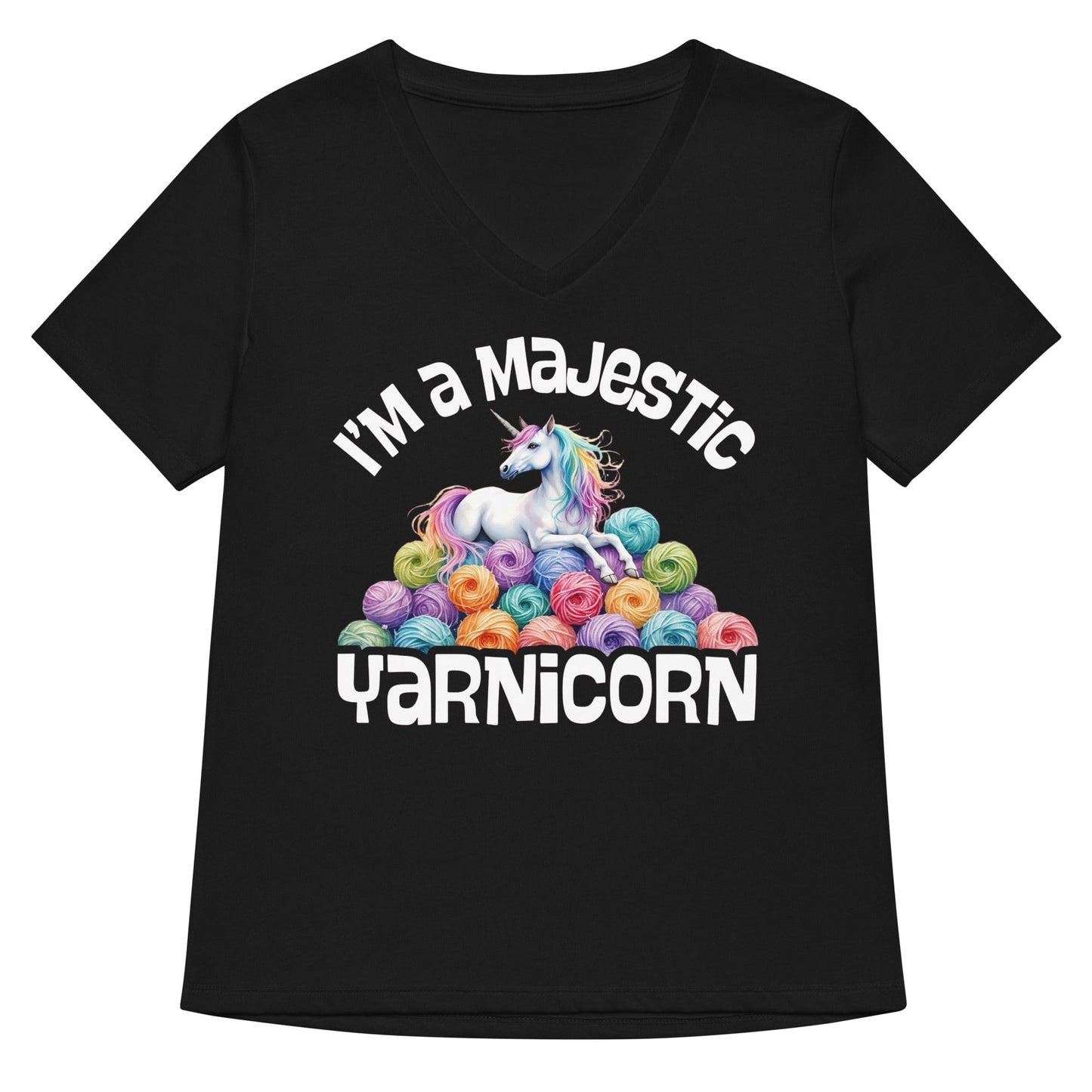 Yarnicorn V Neck T-Shirt Solid Black Blend / S