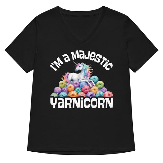 Yarnicorn V Neck T-Shirt Solid Black Blend / S