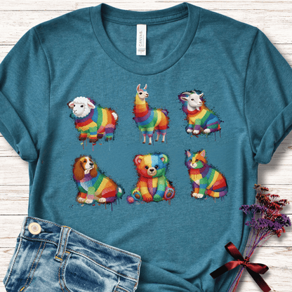 Animal Dye Splash Grid T-Shirt Teal / S