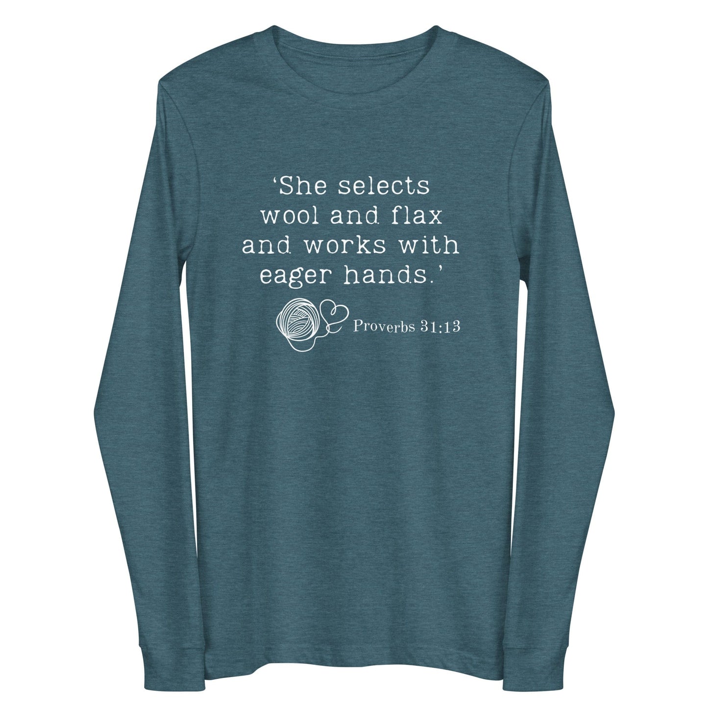 Christian Proverb Long Sleeve Tee Teal / S