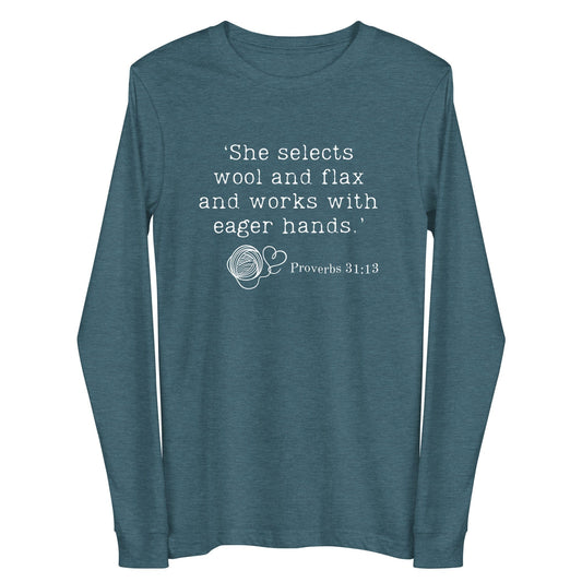 Christian Proverb Long Sleeve Tee Teal / S