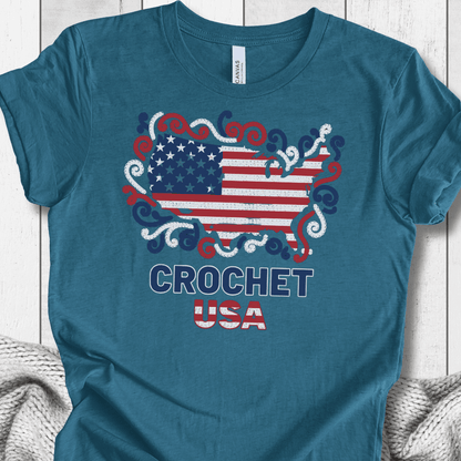 Crochet USA T-Shirt Teal / S