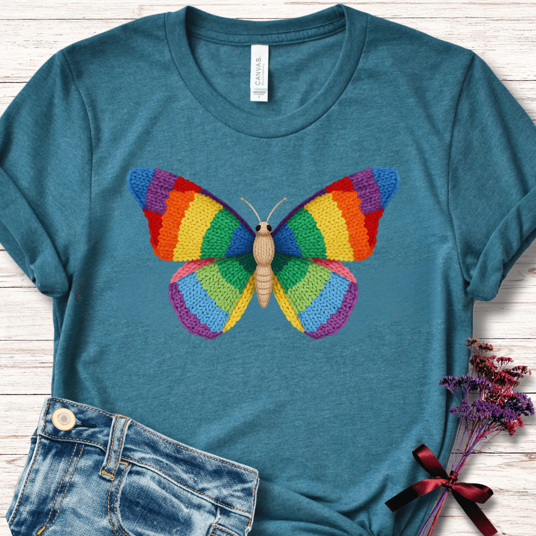 Knitted Butterfly T-Shirt Teal / S