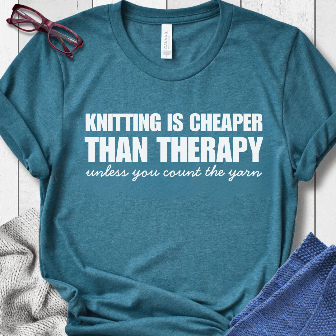 Knitting is Cheaper T-Shirt Teal / S